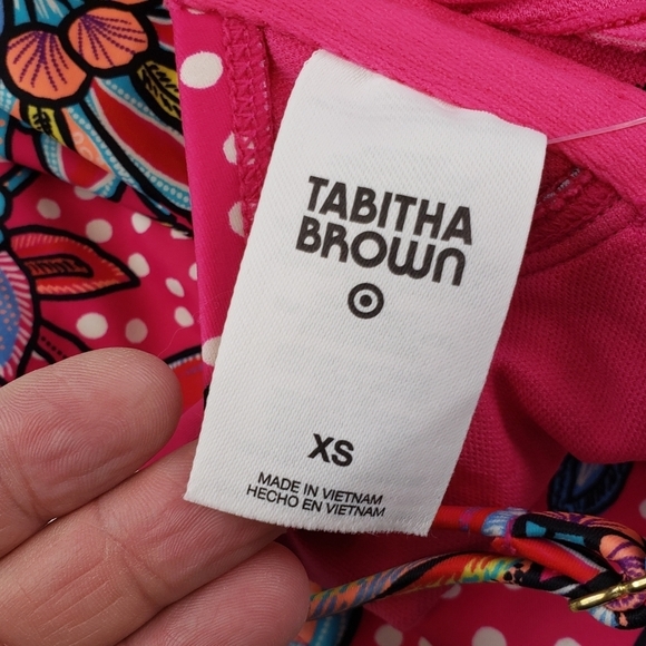 Tabitha Brown x Target Pink Floral Cutout One Piece Swimsuit size XS NEW - Picture 8 of 11